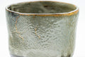 Tezumi — Japanese Matcha Bowl - Green Drip-Glazed Wabi-Sabi Winter Chawan - 300ml — inverted showing the foot ring