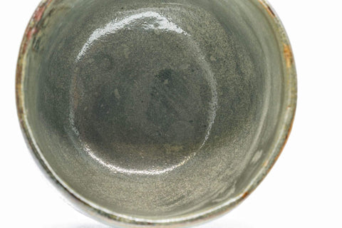 Tezumi — Japanese Matcha Bowl - Green Drip-Glazed Wabi-Sabi Winter Chawan - 300ml — closeup of the glaze