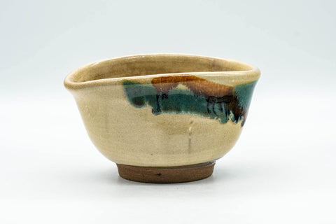 Tezumi — Japanese Katakuchi - Beige and Blue Drip-Glazed Water Cooler - 250ml — three-quarter view