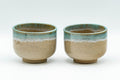 Japanese Teacups - Pair of Drip-Glazed Agano-yaki Yunomi - 140ml - front view of the pair from a slightly turned angle