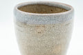 Japanese Teacup - Sadatsugu Shinjo, Sukeemon Kiln - Beige Glazed Hagi-yaki Yunomi - 150ml - closeup of the crazed beige glaze surface