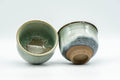 Tezumi — Japanese Teacups - Pair of Green Drip-Glazed Yunomi - 100ml — three-quarter view