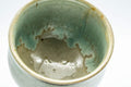 Tezumi — Japanese Teacups - Pair of Green Drip-Glazed Yunomi - 100ml — tipped to show the interior