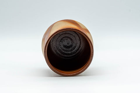 Japanese Teacup - Hidasuki Bizen-yaki Yunomi - 170ml - top-down view showing the dark interior