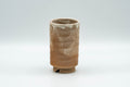 Japanese Teacup - Tsutsu-gata Yunomi - front view showing the glaze detail over the warm stoneware