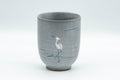 Japanese Teacup - Egret Matte Blue Glazed Yunomi - 170ml - front view of the grey-blue glazed teacup