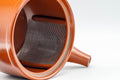 Tezumi — Japanese Kyusu - Classic Red Shudei Tokoname-yaki Teapot - 350ml — interior view showing the filter