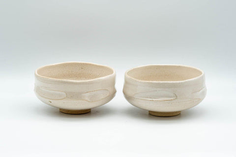 Tezumi — Japanese Teacups - Pair of White Glazed Wide Yunomi - 150ml — front view from another angle