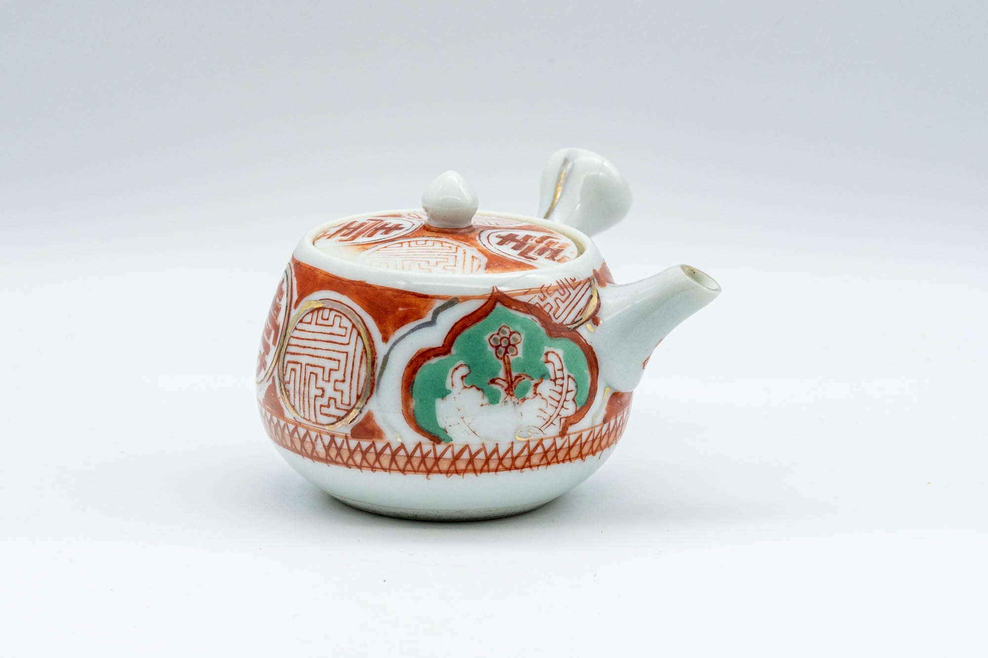 Japanese Kyusu - 壽 Kotobuki Kutani-yaki Porcelain Do-ake Teapot - 100ml