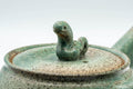 Tezumi — Japanese Kyusu - Speckled Green Glazed Serpent Lid Teapot - 350ml — closeup of the decoration