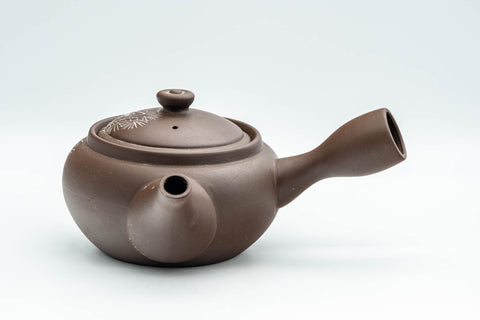 Tezumi — Japanese Kyusu - Brown and White Bamboo Teapot - 375ml — side view showing the spout