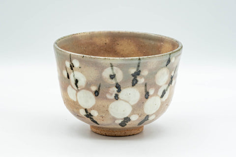 Japanese Matcha Bowl - Calligraphy and Plum Blossoms Hagi-yaki Chawan - 350ml