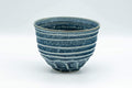 Tezumi — Japanese Matcha Bowl - Blue Geometric Spiraling Chawan - 450ml — front view from another angle