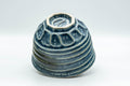 Tezumi — Japanese Matcha Bowl - Blue Geometric Spiraling Chawan - 450ml — top-down view of the interior