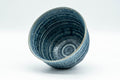 Tezumi — Japanese Matcha Bowl - Blue Geometric Spiraling Chawan - 450ml — three-quarter view