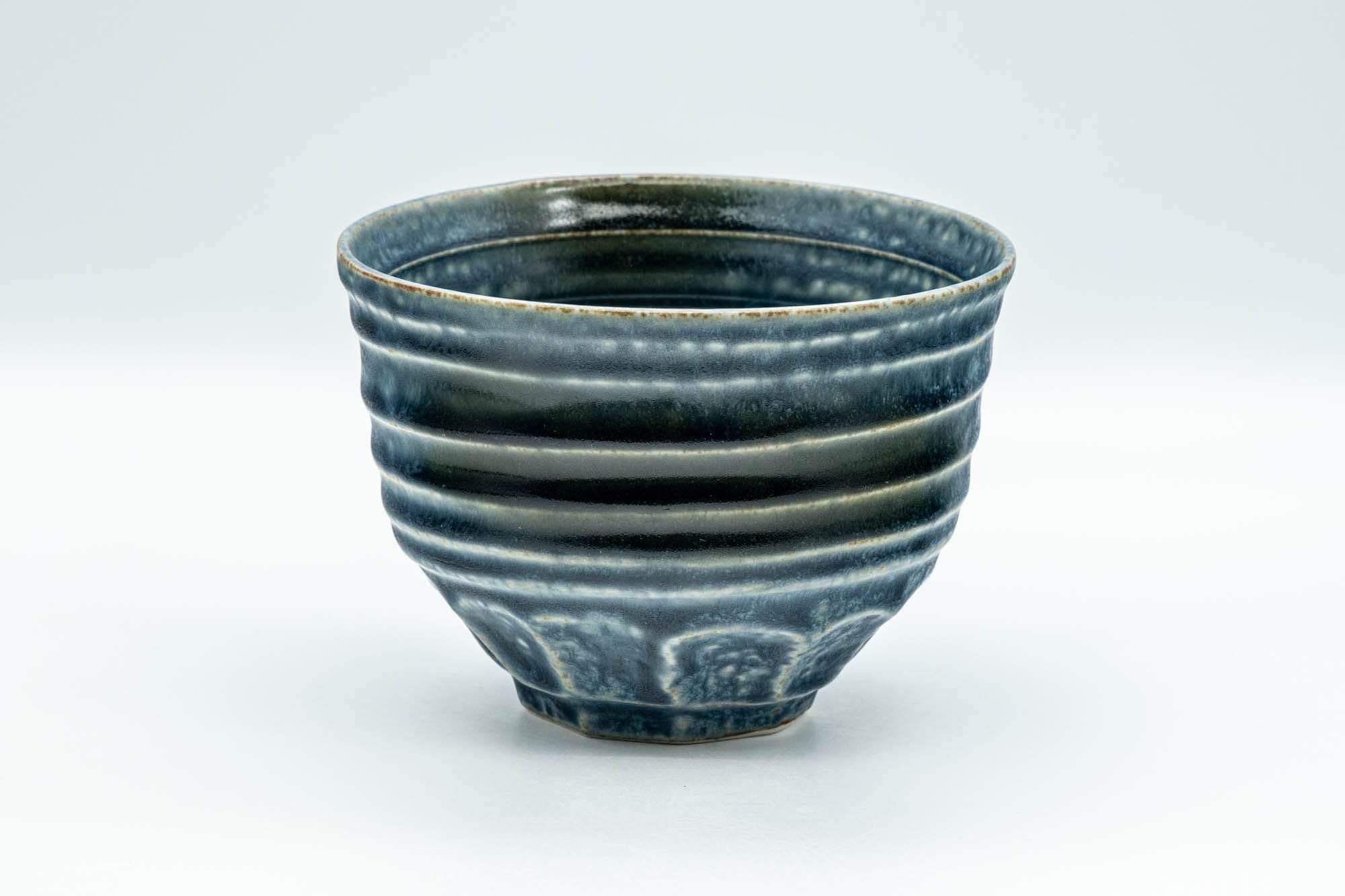 Japanese Matcha Bowl - Blue Geometric Spiraling Chawan - 450ml - Tezumi