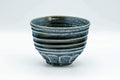 Tezumi — Japanese Matcha Bowl - Blue Geometric Spiraling Chawan - 450ml — front view