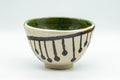 Japanese Matcha Bowl - Sugi-nari Oribe-yaki Chawan - 400ml - front view showing the green Oribe glaze and iron-painted geometric pattern