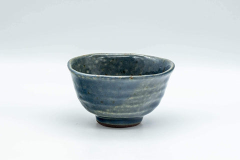 Tezumi — Japanese Teacup - Wabi-Sabi Blue-Green Undulating Yunomi - 110ml — front view from another angle
