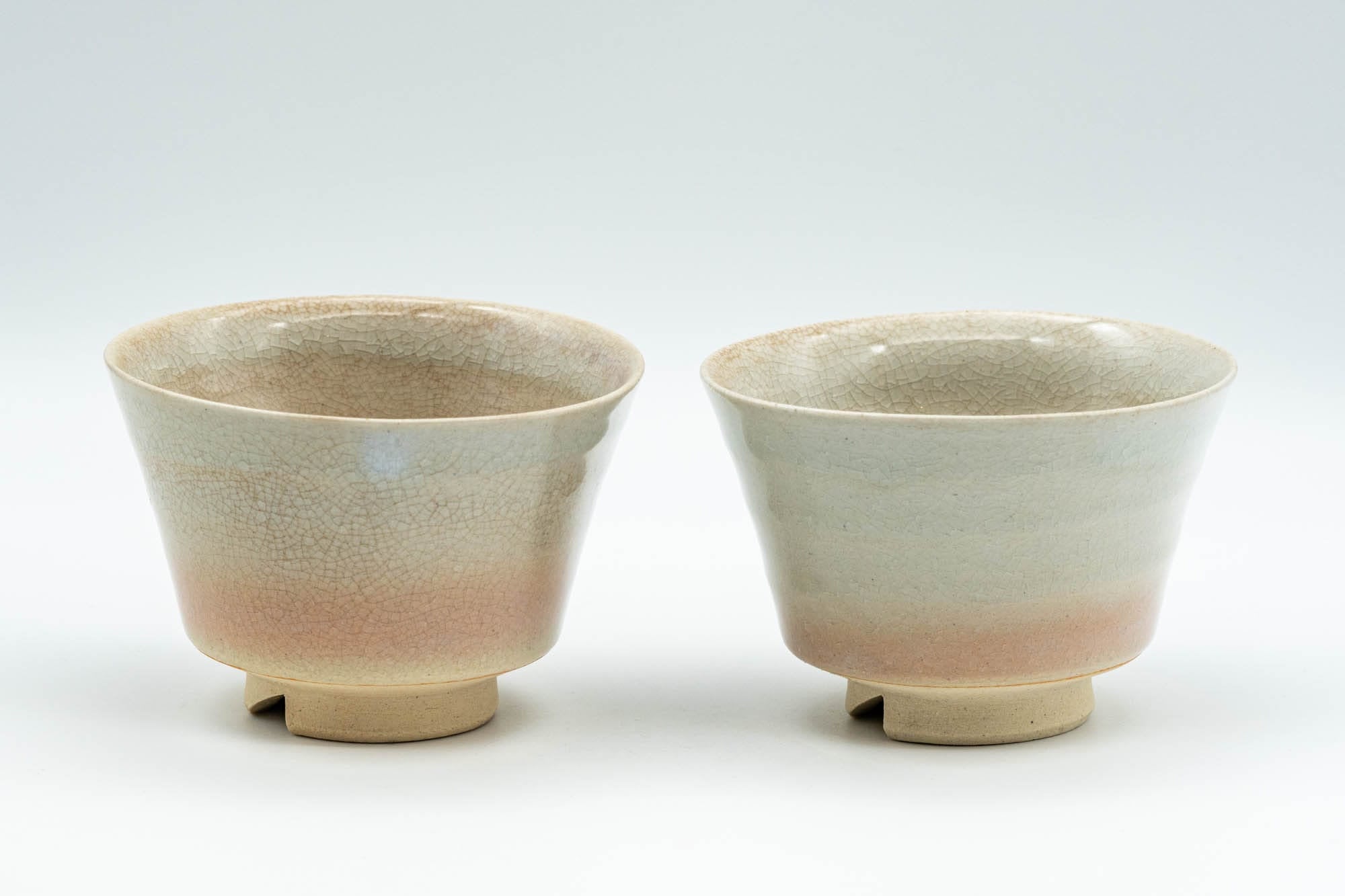 Japanese Teacups - Pair of Sori-gata Hagi-yaki Yunomi - 90ml