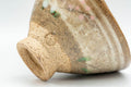 Tezumi — Japanese Teacups - Pair of Floral Beige Hakeme Yunomi - 80ml — inverted showing the foot ring