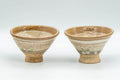 Tezumi — Japanese Teacups - Pair of Floral Beige Hakeme Yunomi - 80ml — top-down view of the interior