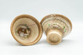 Tezumi — Japanese Teacups - Pair of Floral Beige Hakeme Yunomi - 80ml — front view