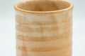 Japanese Teacup - Beige Tsutsu-gata Hagi-yaki Yunomi - 150ml - closeup of the body showing the crazed beige glaze