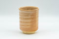Japanese Teacup - Beige Tsutsu-gata Hagi-yaki Yunomi - 150ml - front view of the teacup from a slightly different angle
