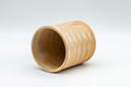 Japanese Teacup - Beige Tsutsu-gata Hagi-yaki Yunomi - 150ml - cup tipped on its side showing the interior