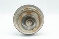 Tezumi — Japanese Teacup - Engraved Floral Spiraling Kyo-yaki Yunomi  - 130ml — three-quarter view