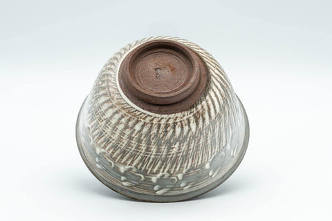 Tezumi — Japanese Teacup - Engraved Floral Spiraling Kyo-yaki Yunomi  - 130ml — top-down view of the interior