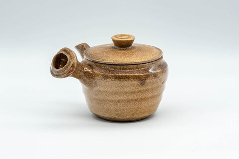 Tezumi — Japanese Kyusu - Drip-Glazed Hagi-yaki Do-ake Kyusu - 125ml — side view showing the spout