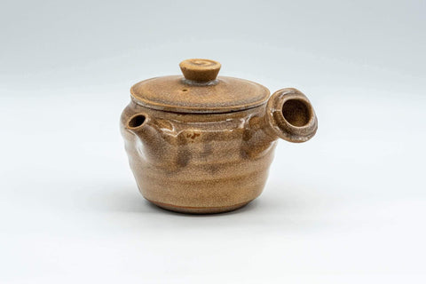 Tezumi — Japanese Kyusu - Drip-Glazed Hagi-yaki Do-ake Kyusu - 125ml — three-quarter view from the opposite side