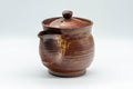 Tezumi — Japanese Houhin - Burgundy Nasu-gata Do-ake Houhin - 400ml — side view with the lid and side handle