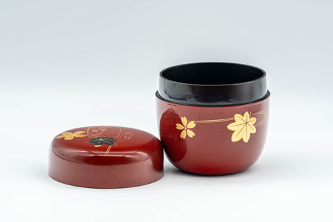 Japanese Natsume - Floral Red Lacquer Matcha Tea Caddy - 100ml