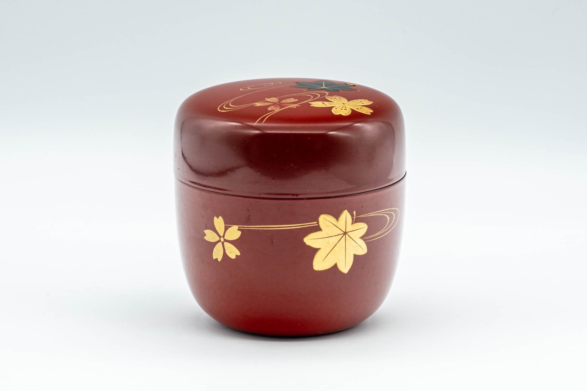 Japanese Natsume - Floral Red Lacquer Matcha Tea Caddy - 100ml