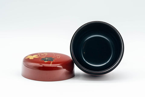 Japanese Natsume - Floral Red Lacquer Matcha Tea Caddy - 100ml