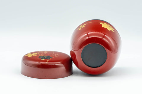 Japanese Natsume - Floral Red Lacquer Matcha Tea Caddy - 100ml