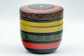 Japanese Natsume - Geometric Green, Red, and Yellow Striped Matcha Caddy - 100ml - Tezumi