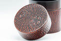 Tezumi — Japanese Chazutsu - Floral Textured Lacquer Tea Canister - 300ml — closeup of the finish