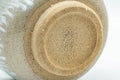 Japanese Teacup - Vibrant Agano-yaki Yunomi - 100ml - macro closeup of the underside showing the unglazed clay base