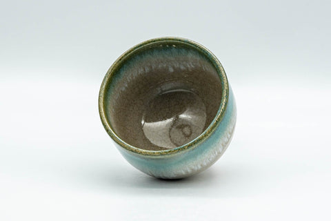 Japanese Teacup - Vibrant Agano-yaki Yunomi - 100ml - angled view showing the glazed interior and rim