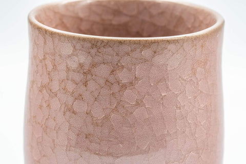 Tezumi — Japanese Teacup -  橘吉 Tachikichi Pink-Purple Snowflake Glazed Yunomi - 200ml — tipped to show the interior
