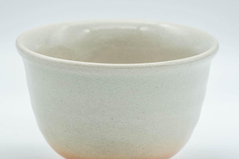 Tezumi — Japanese Teacup - Crazed Glaze Hagi-yaki Yunomi  - 100ml — tipped to show the interior