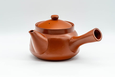 Japanese Tea Set - Bamboo Tokoname-yaki Debeso Kyusu Teapot with 5 Yunomi Teacups - side profile of the teapot