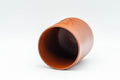 Japanese Teacup - Bamboo Tokoname-yaki Yunomi - cup tilted to show the dark interior