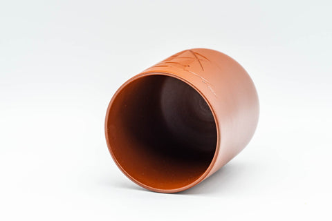 Japanese Teacup - Bamboo Tokoname-yaki Yunomi - cup tilted to show the dark interior