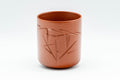 Japanese Teacup - Bamboo Tokoname-yaki Yunomi - front view of a single cup showing the engraved bamboo motif