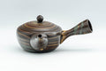 Japanese Kyusu - Nobuyasu Nerikomi Tokoname-yaki Teapot - 275ml - angled view showing the lid